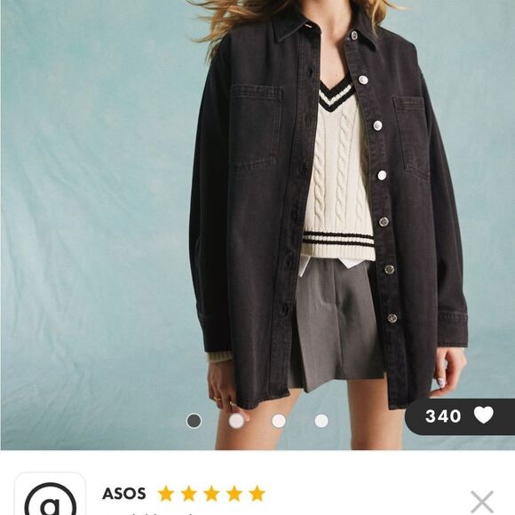 Avec Les Filles Oversized Black washed Denim Ruffle light weight denim jacket S - Picture 1 of 14
